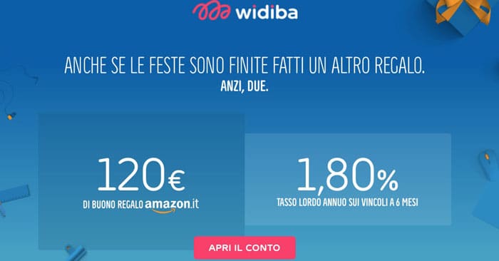 Passa a Widiba: per te un buono regalo Amazon da 120€