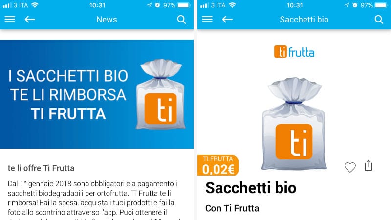 Ti Frutta ti rimborsa i sacchetti bio