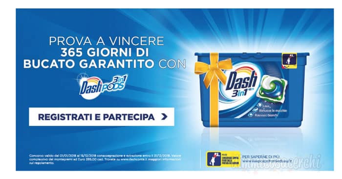 Vinci un anno di bucato con Dash Pods