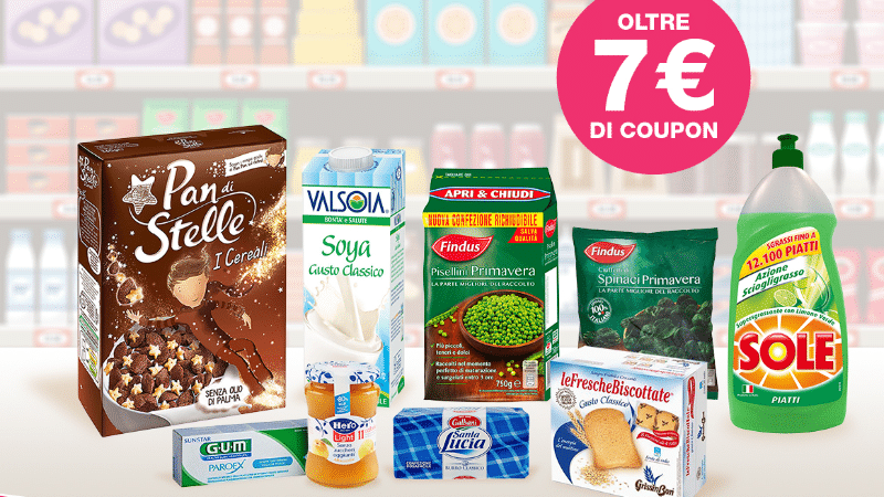 Coupon Gennaio Pan di Stelle, Sole piatti, Valsoia, Santa Lucia, Grissinbon, Hero, Findus e Gum!