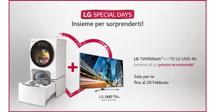 Lavatrice Lg Twinwash + Smart Tv abbinato