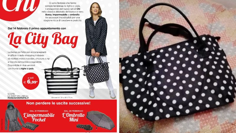 Rivista Chi con City Bag, impermeabile e ombrello (prezzi e date di uscita)