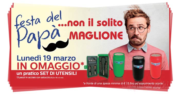 Festa del papà Acqua&Sapone: in omaggio set di utentisili