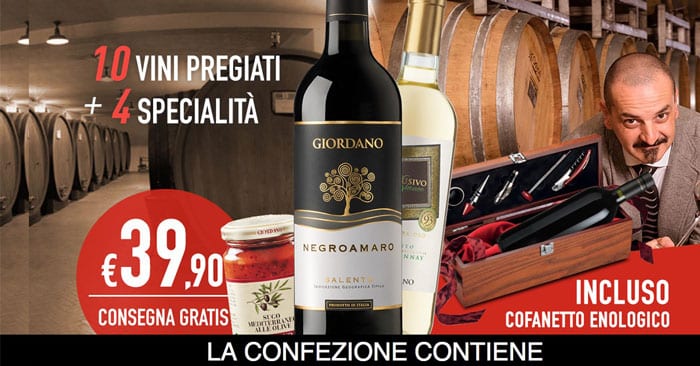 Giordano Vini: offerta con cofanetto enologico e consegna gratis