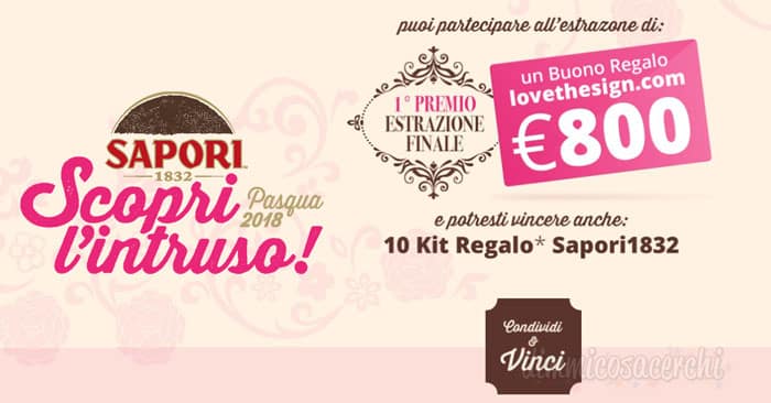 Vinci buoni regalo Lovedesign da 800,00€ con Sapori1832