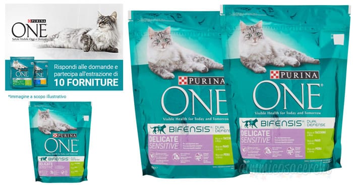 Vinci gratis crocchette e bocconcini Purina One Gatto