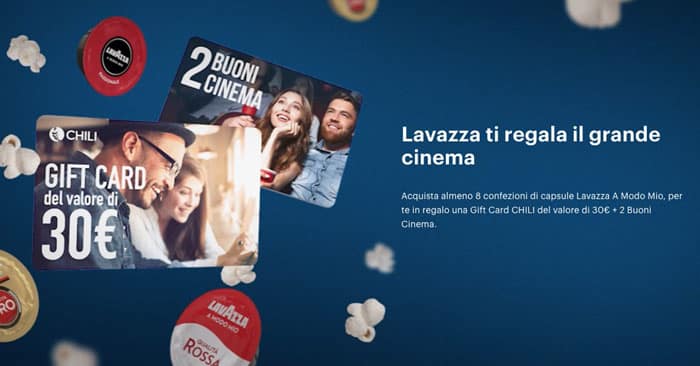 Premio certo Lavazza: in regalo biglietti cinema