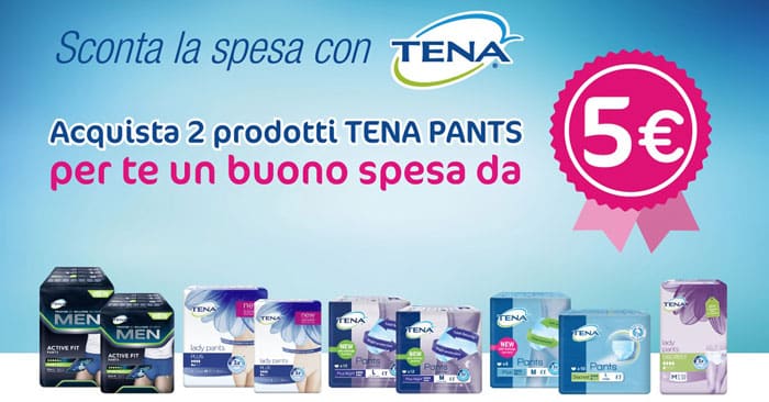 Sconta la spesa con Tena Pants: in regalo buono spesa da 5€