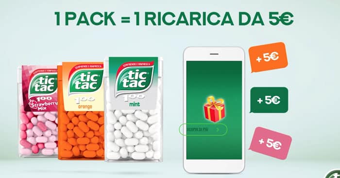 Tic Tac premio sicuro: per tutti una ricarica telefonica da 5€