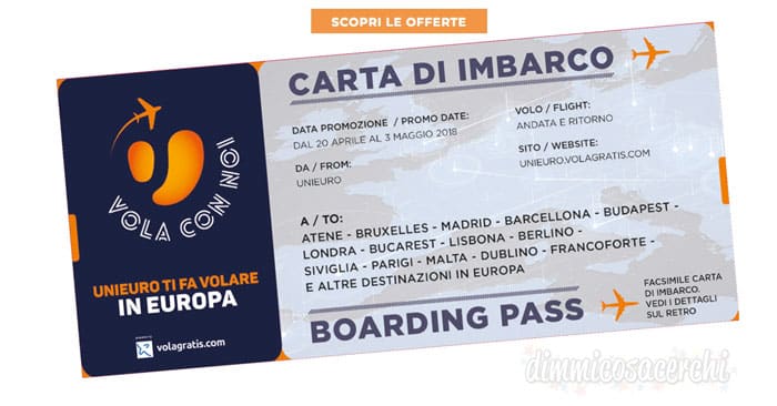 Unieuro ti regala biglietti Volagratis