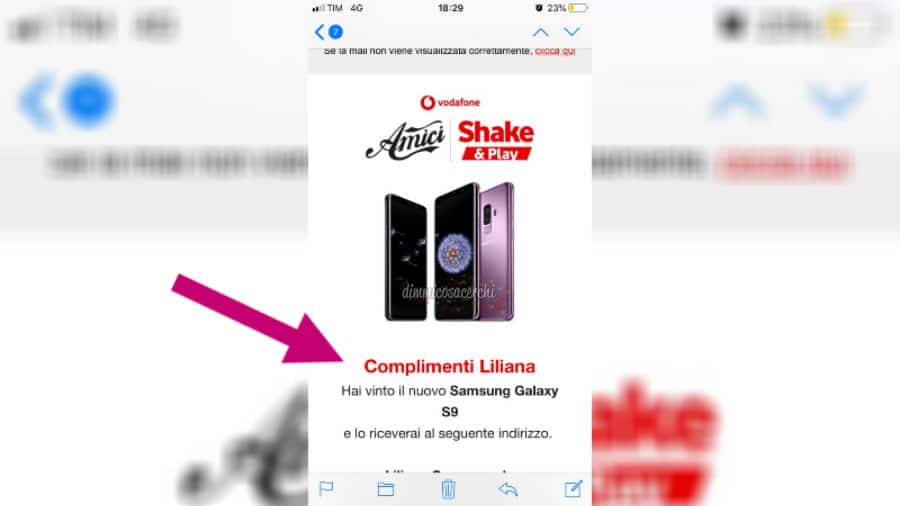 Vinto Samsung Galaxy S9 con Vodafone "Shake e Play"