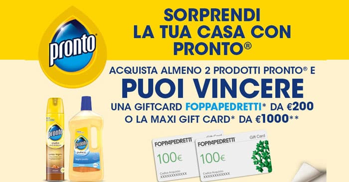 Concorso Pronto 2018: vinci buoni spesa Foppapedretti