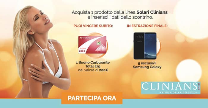 Concorso solari Clinians: vinci subito Buoni Carburante e Samsung Galaxy