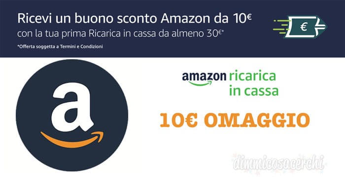 Buono sconto Amazon 10€ omaggio