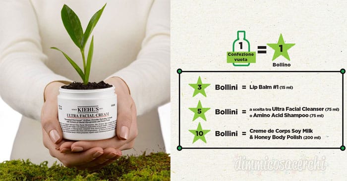 Prodotti Kiehl's omaggio flaconi vuoti