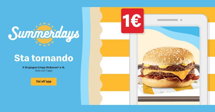 Summerdays McDonald's: Crispy McBacon a solo 1€