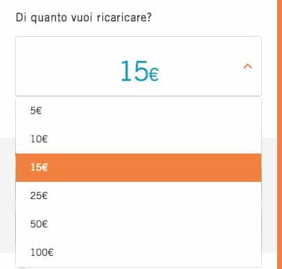 come scegliere importo ricarica wind