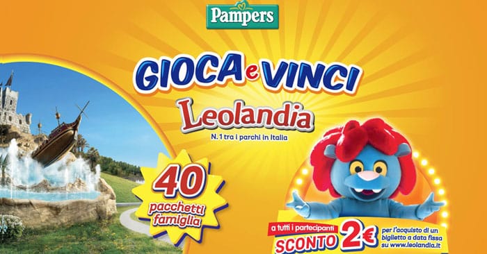 Vinci pacchetti famiglia Leolandia con Pampers