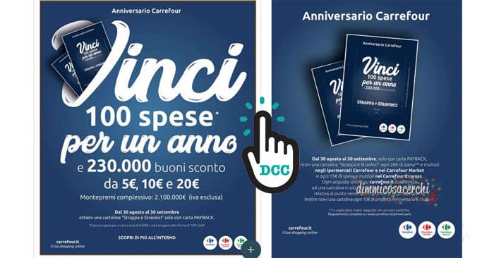 Anniversario Carrefour: vinci 100 spese per un anno