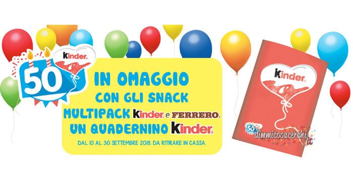 Quaderni Kinder omaggio Autogrill