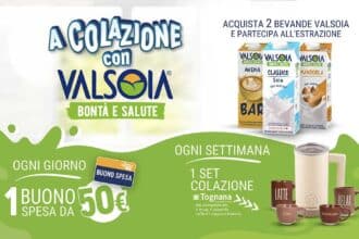 concorso Valsoia A Colazione 2026 buoni spesa set colazione instant win bevande