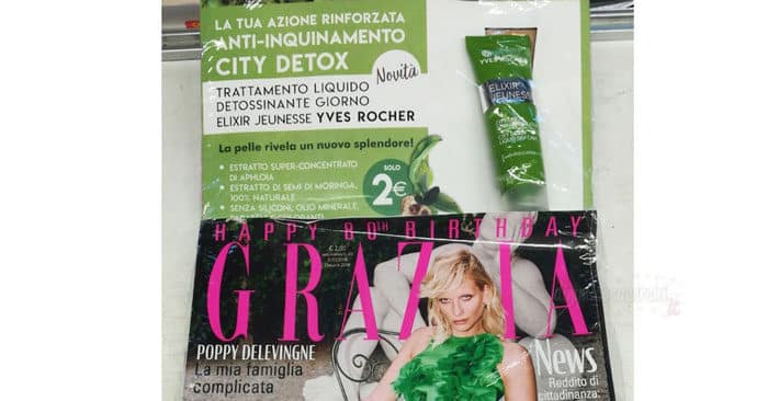Rivista Grazia in edicola con Elixir Jeunesse Yves Rocher
