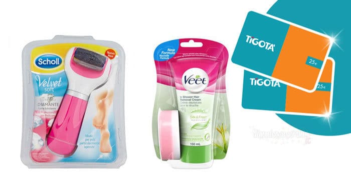 Vinci gift card Tigotà con Scholl, Veet e Durex