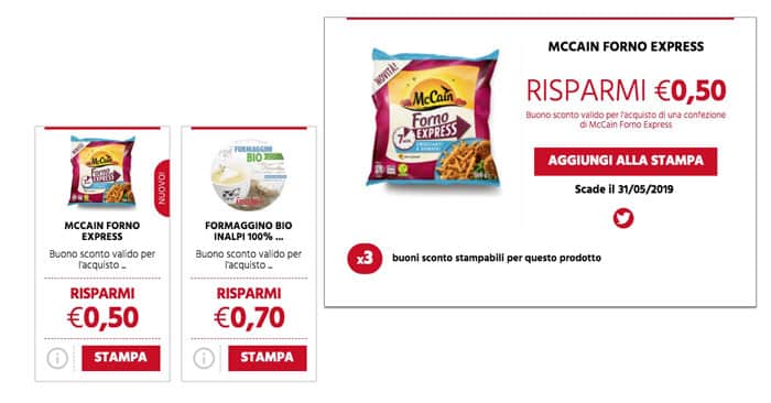 Buoni sconto Inalpi e McCain