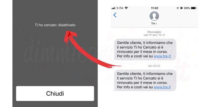 Come disattivare "Ti ho cercato" di 3