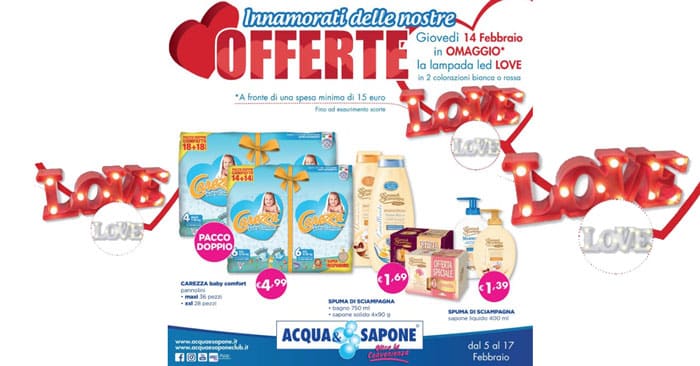 Lampada a led Love da Acqua&Sapone