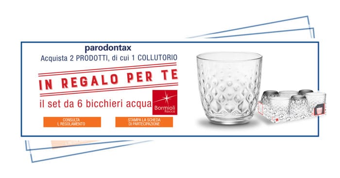 Bicchieri Bormioli rocco in regalo con Parodontax