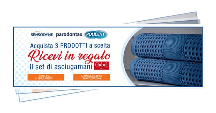 Premio certo Sensodyne, Parodontax, Polident: set asciugamani Gabel