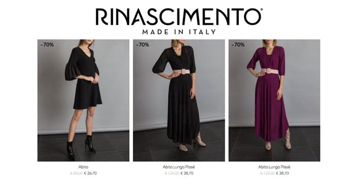 abbigliamento rinascimento saldi