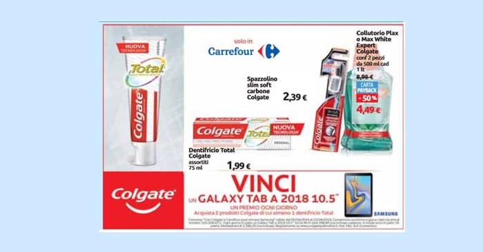 Con Colgate e Carrefour puoi vincere tablet Samsung