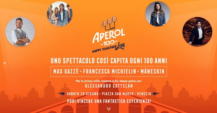 Concorso "Aperol 100 Happy Together Live"