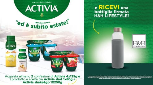 Bottiglia H&H Lifestyle in regalo con Activia