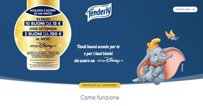 Vinci buoni Disneystore online con Tenderly Baby!