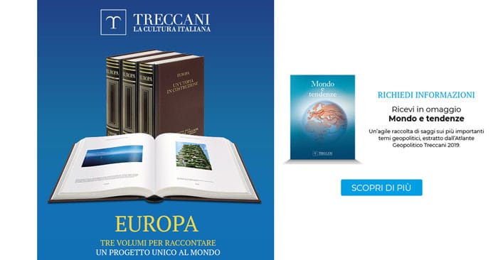 Treccani volume Europa: in omaggio libro "Mondo e Tendenze"