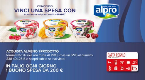 Vinci una spesa con Alpro e Bennet