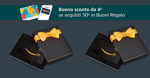 Amazon ti regala 4€ con i buoni regalo