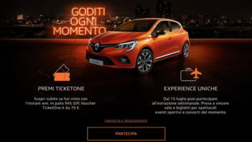 Concorso nuova Clio Renault: vinci Ticketone