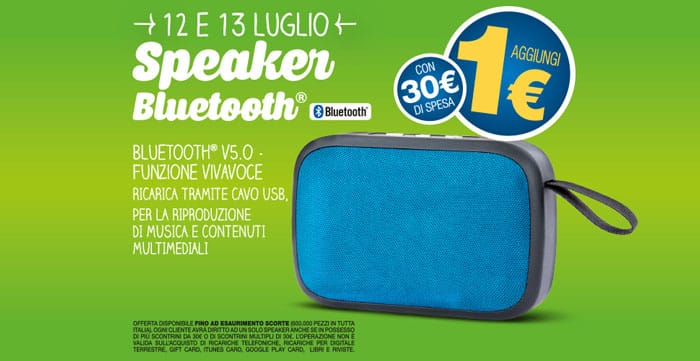 Eurospin: Speaker Bluetooth a solo 1€!