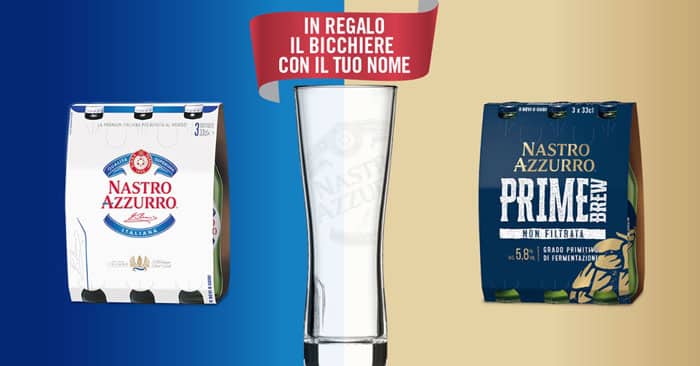 Nastro Azzurro: in regalo bicchiere con il tuo nome