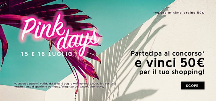 Privalia Pink Days: spedizione gratuita e vinci buoni da 50€