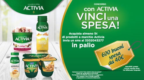 Vinci 600 buoni spesa con Activia