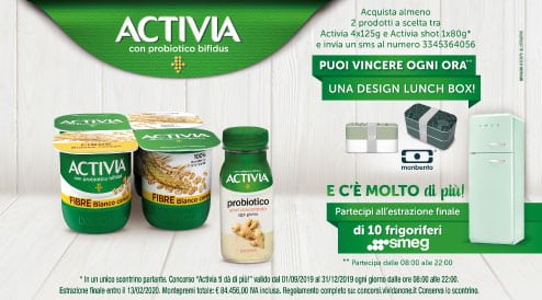 Activia: vinci lunchbox monbento e frigo Smeg