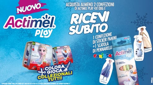 Actimel Play ti regala pennarelli Carioca