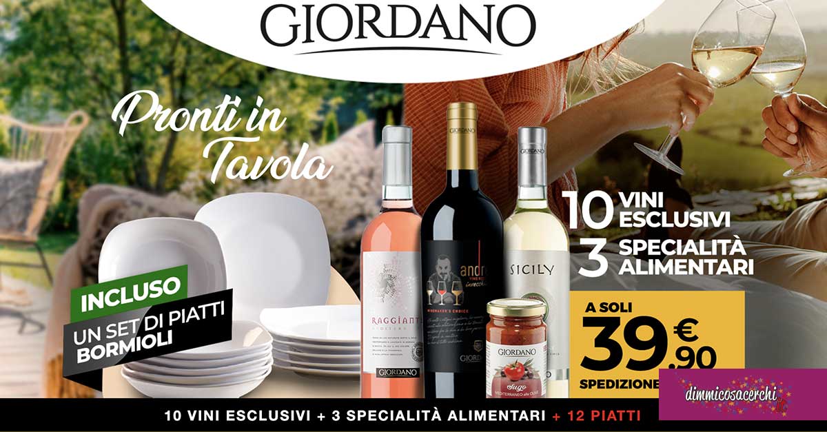 Giordano Vini: offerta piatti Bormioli