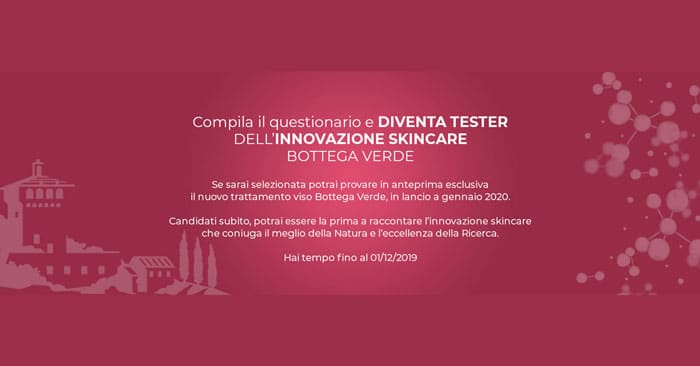 Diventa tester linea Skincare 2020 Bottega Verde