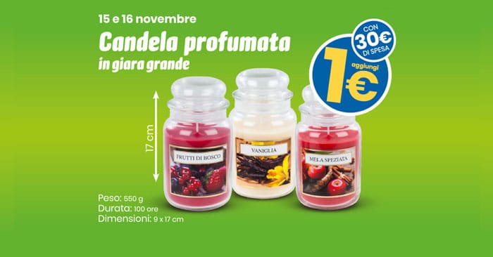 Eurospin: candela profumata grande a 1€!